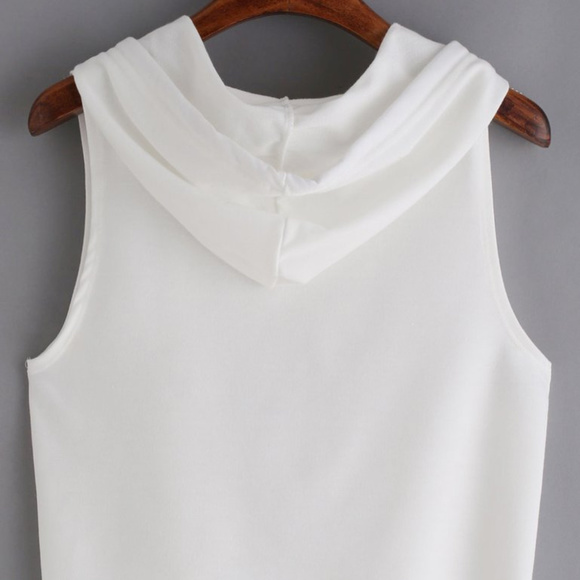 New Coffee Print Hooded Crop Tank Top - Picture 2 of 6